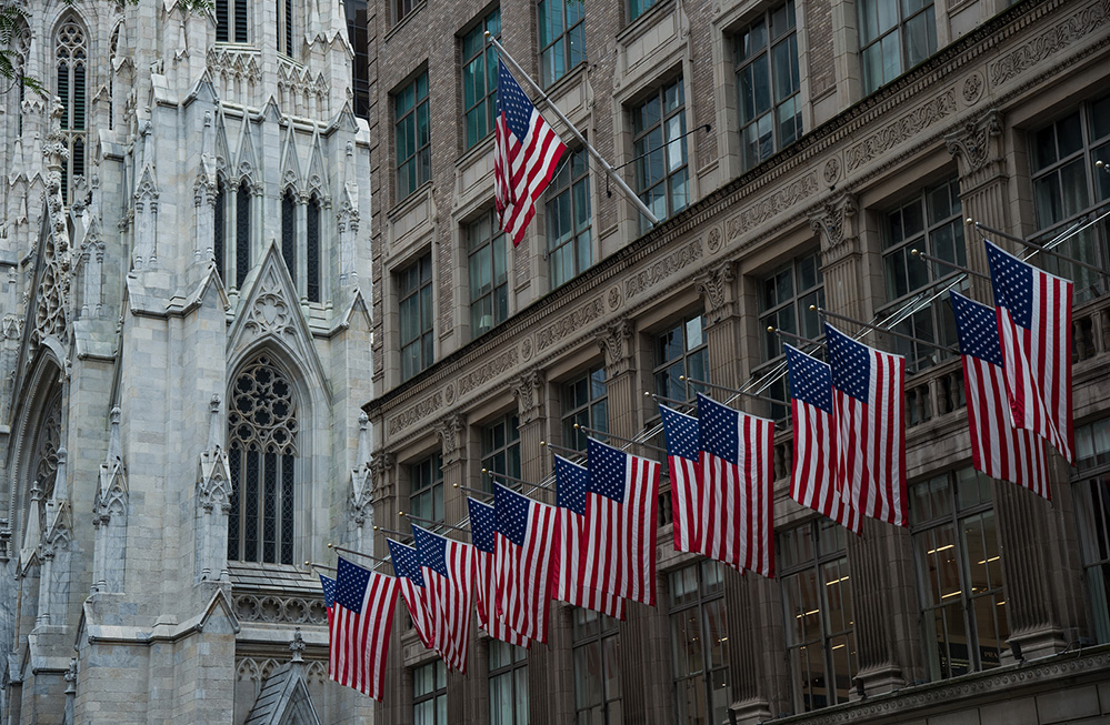 St Patricks Cathedral and Saks 5th Avenue Flags 
